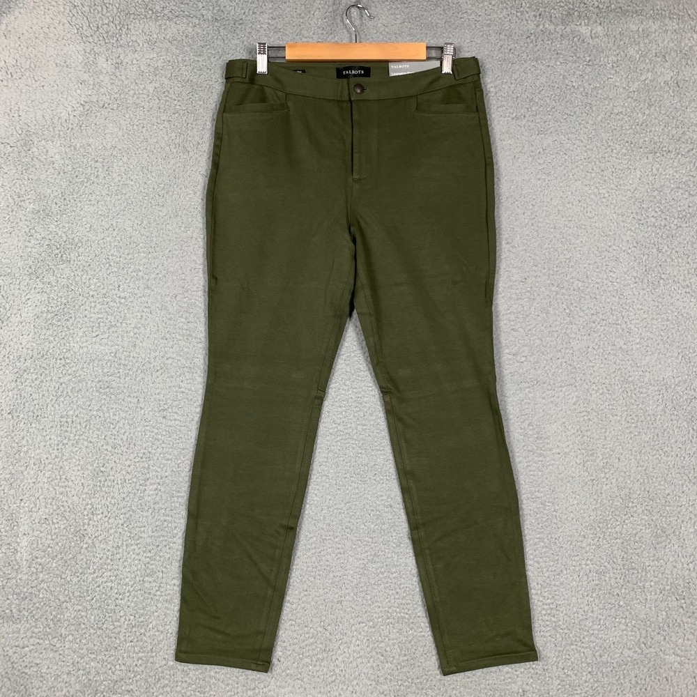 Talbots Lexington Pant Women's 8 Olive Textured Ponte Knit Skinny Ankle NWT $109